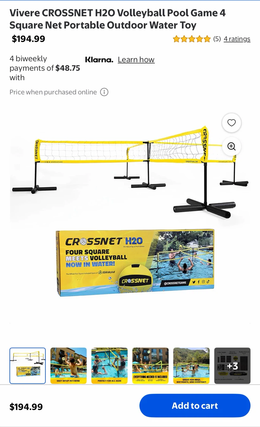 CROSSNET H2O 4-Square Water Volleyball Game