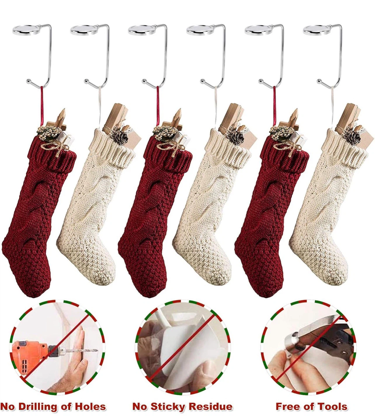 Set of 6 Christmas Stocking Hangers for Mantle - photo 5