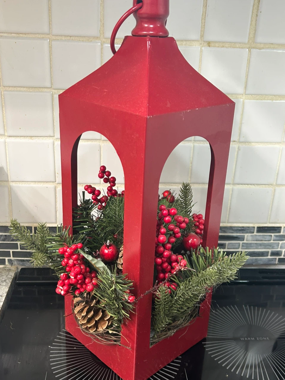 Red Metal Decorative Holiday Lantern
