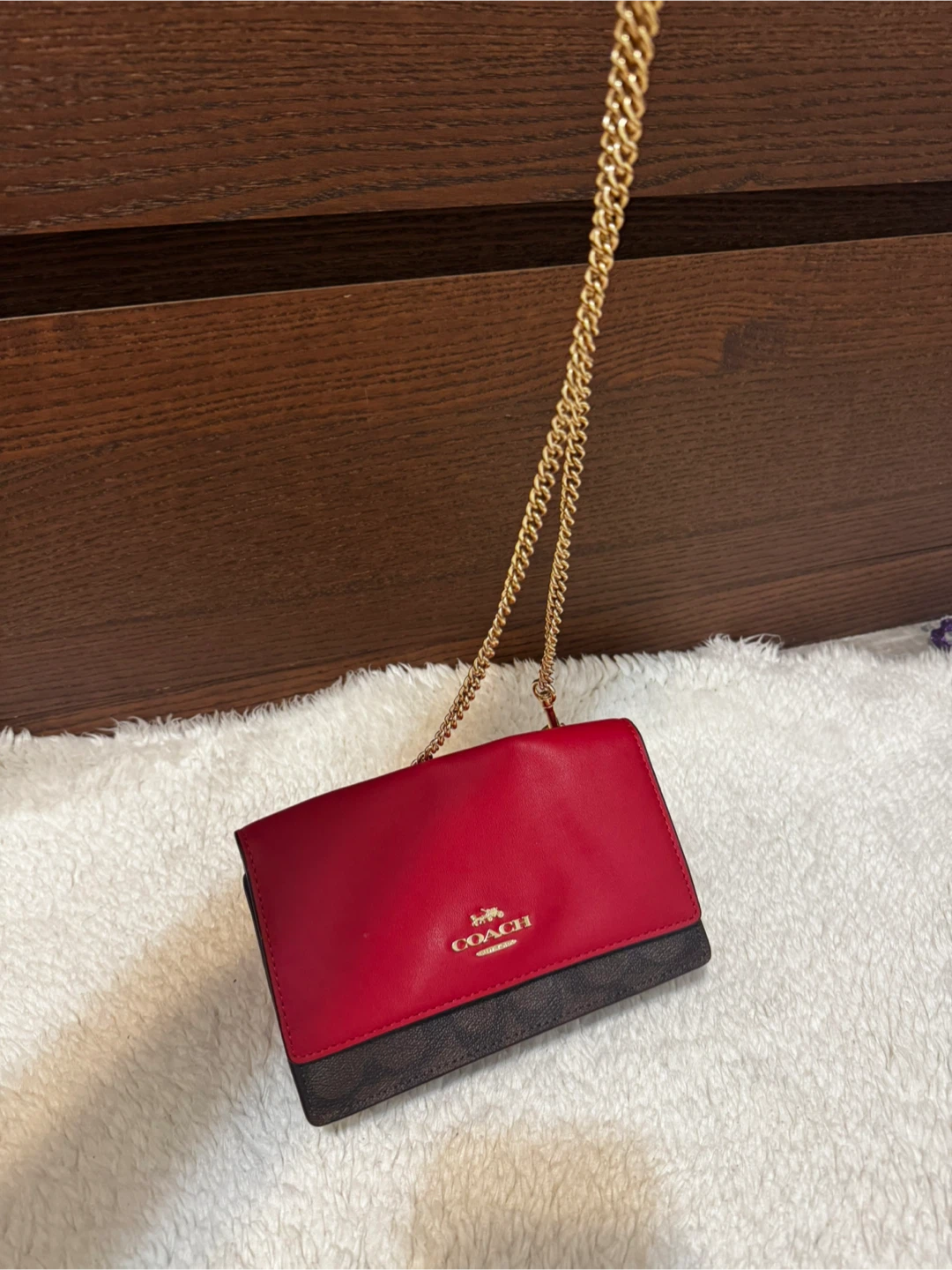 Coach Red and Brown Leather Crossbody Bag