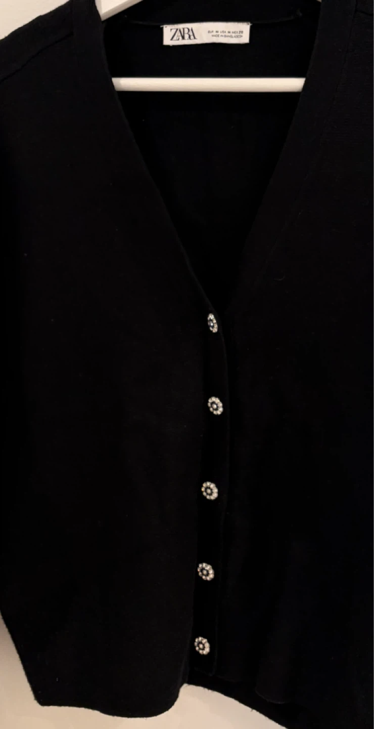 Zara Black Cardigan with Jewelled Buttons - photo 2