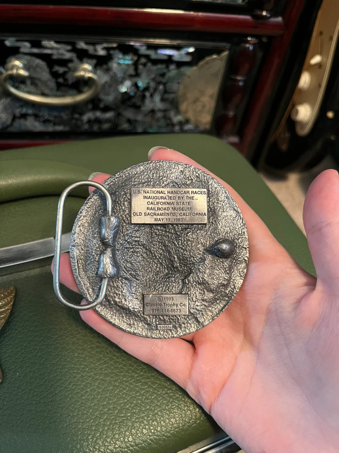 Vintage U.S. National Handcar Races Belt Buckle - photo 2