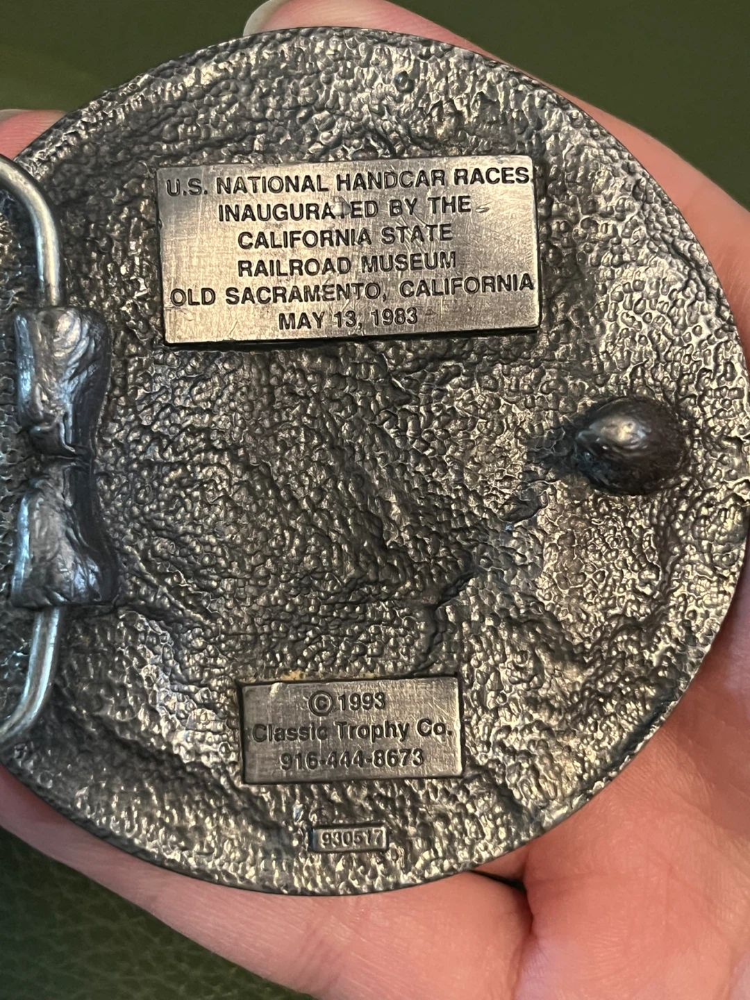 Vintage U.S. National Handcar Races Belt Buckle - photo 3