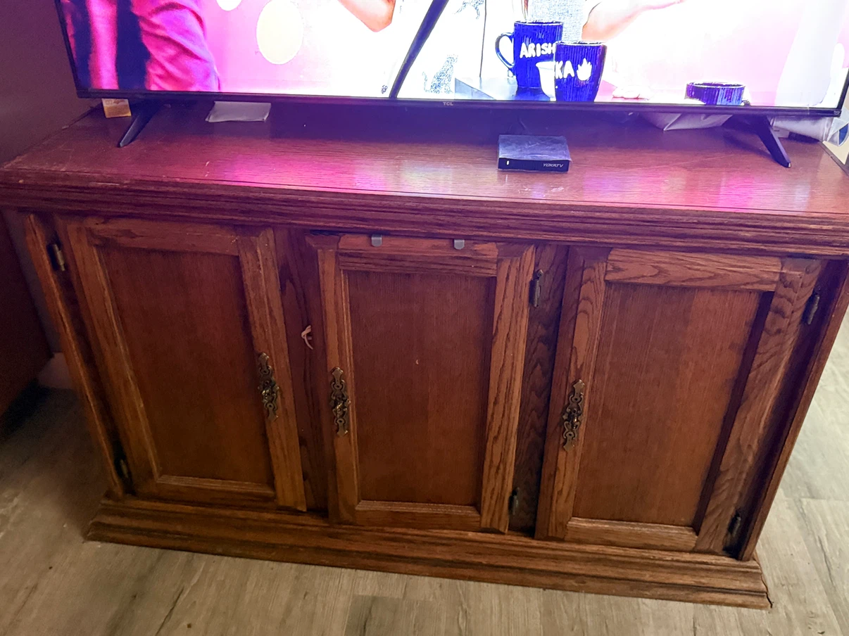 Dark Brown Leather Sofa / Tv stand , dresser