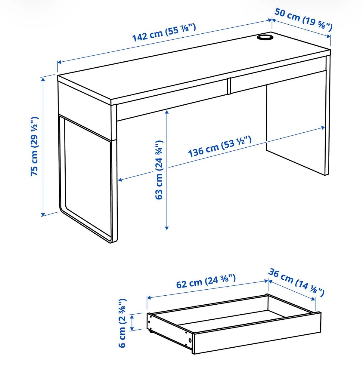 IKEA MICKE desk with two drawers - photo 3