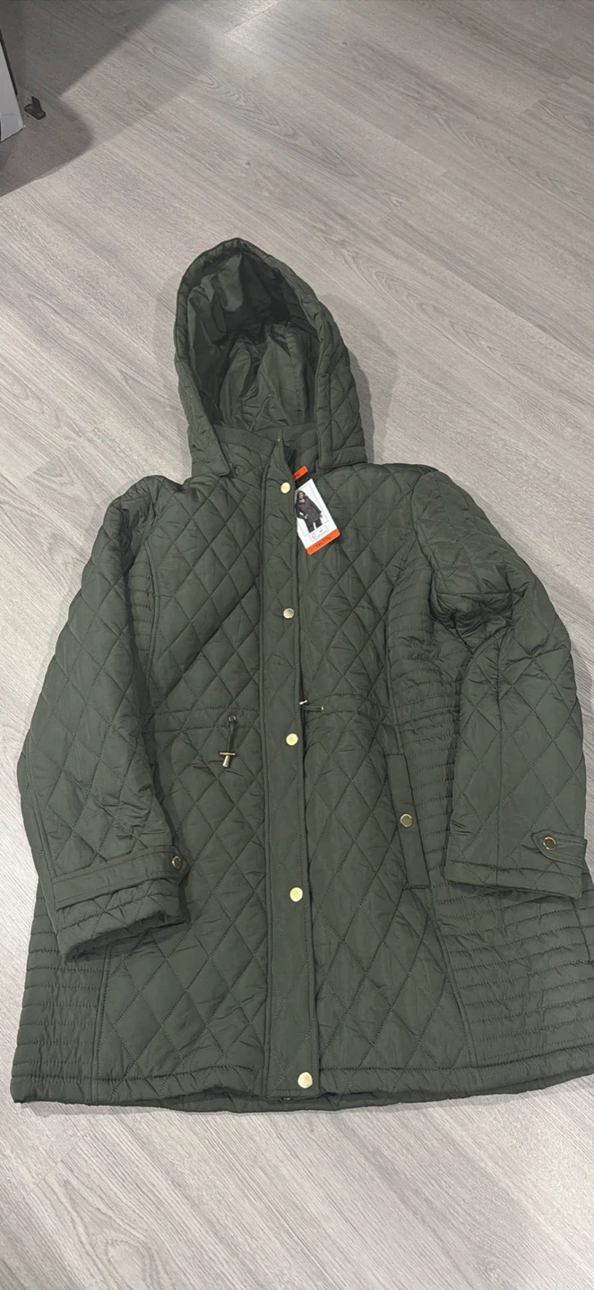 New Olive Green Quilted Hooded Jacket Size XXL - photo 3