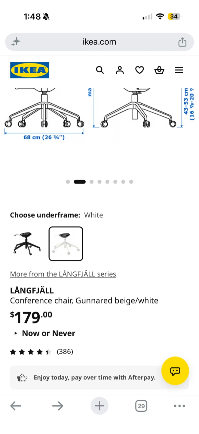 IKEA LÅNGFJÄLL Conference Chair - Gunnared beige/white - photo 2