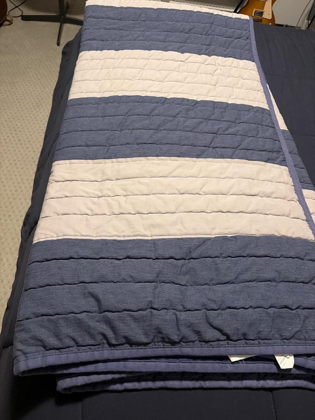 Blue and Cream Striped Quilt - photo 2