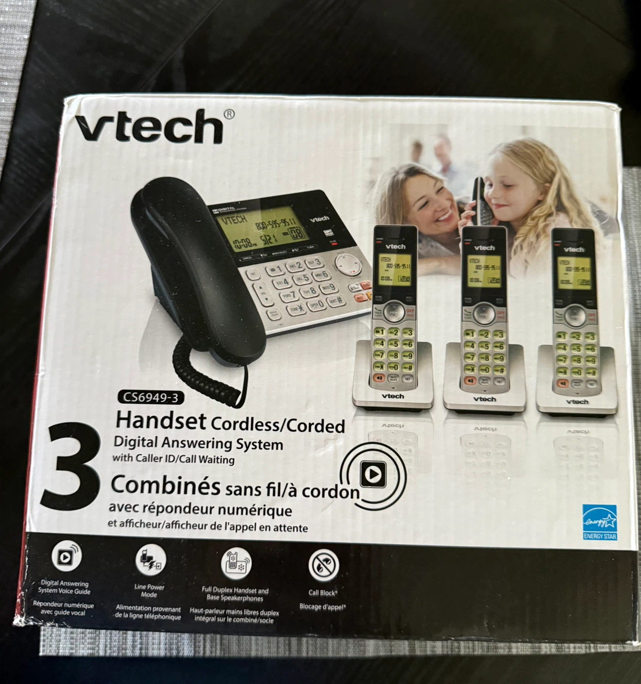 VTech CS6949-3 DECT 6.0 Corded/3-Cordless Phone System