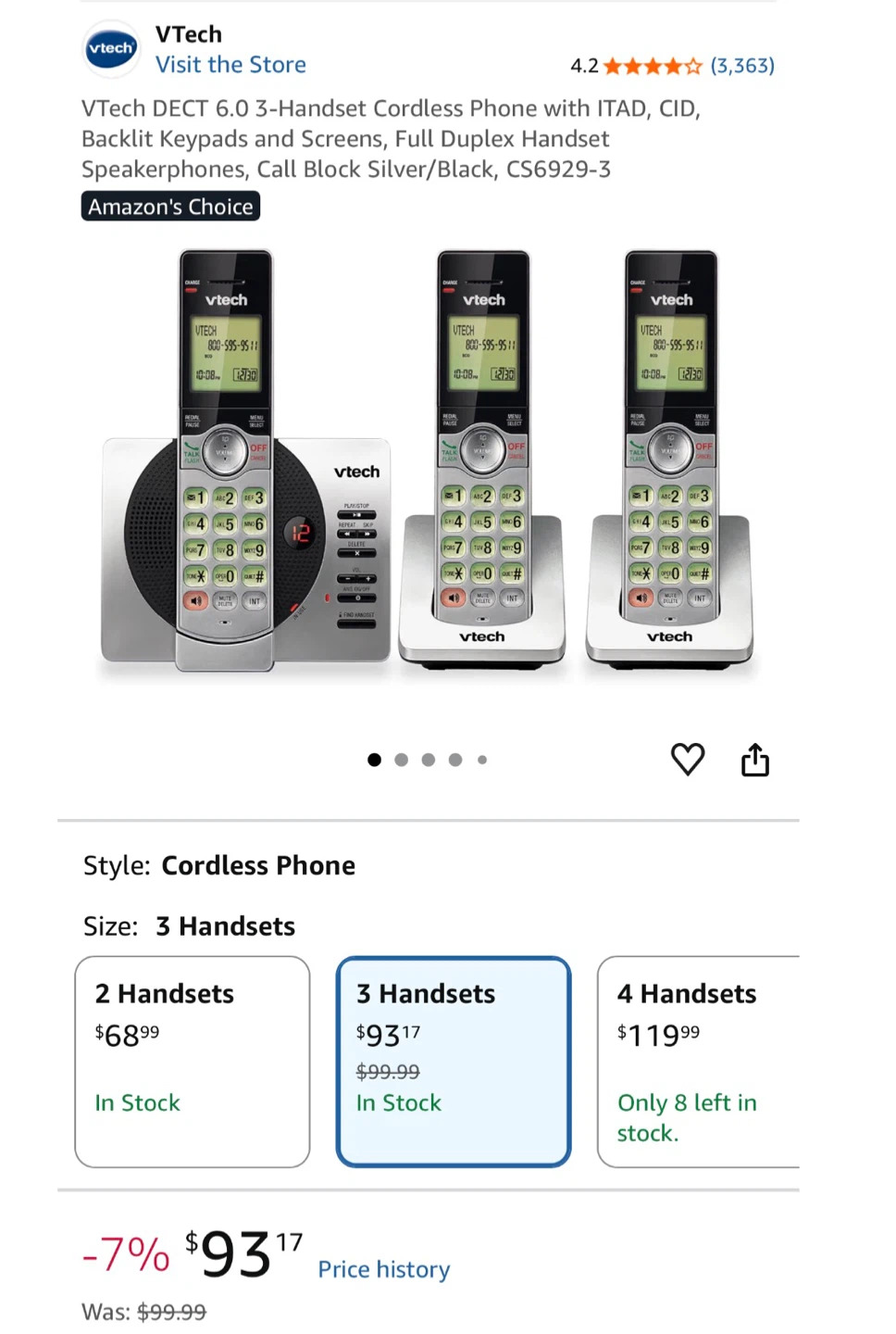 VTech DECT 6.0 3-Handset Cordless Phone System - photo 2