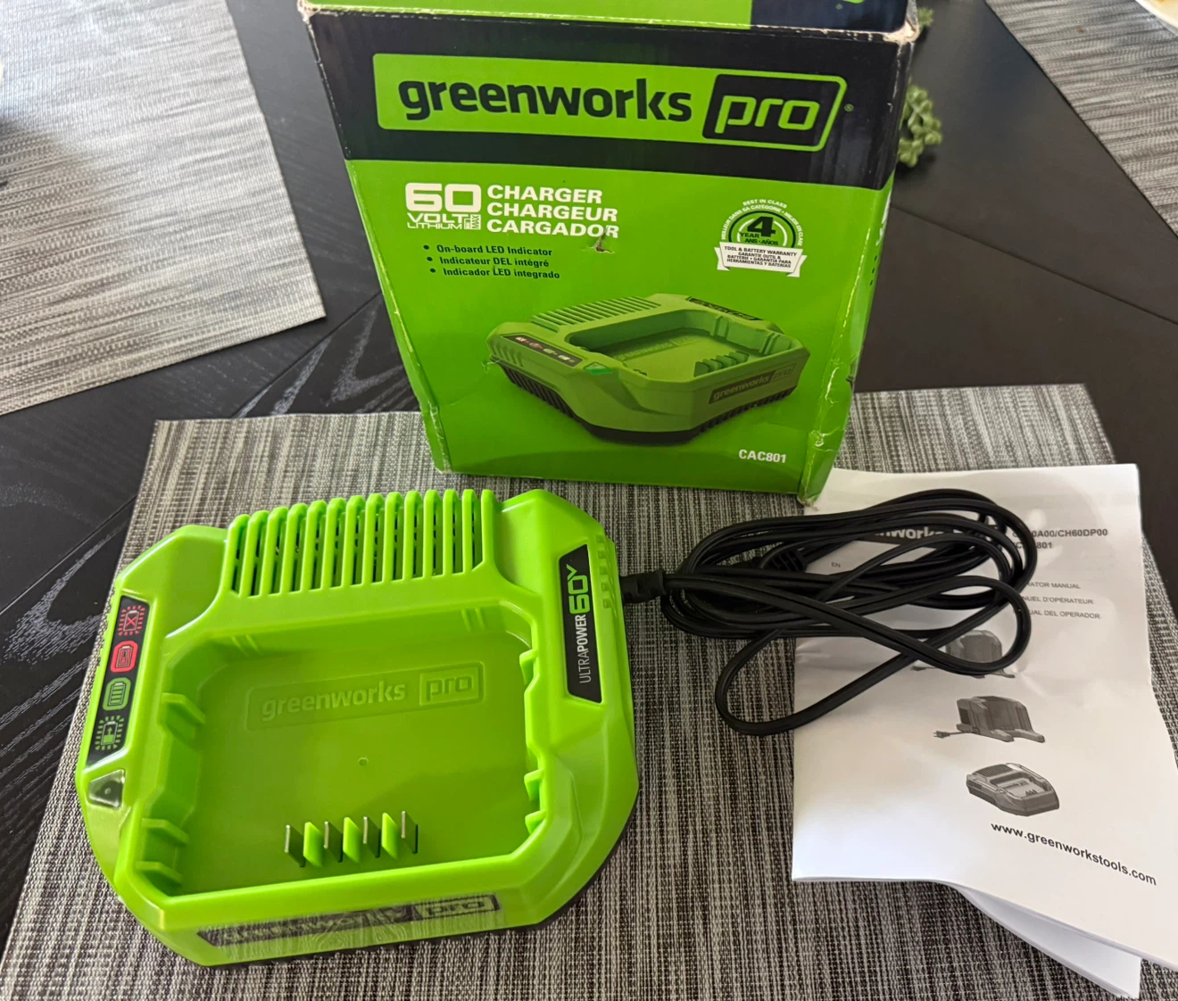 Greenworks Pro 60V Lithium-Ion Battery Charger CAC801