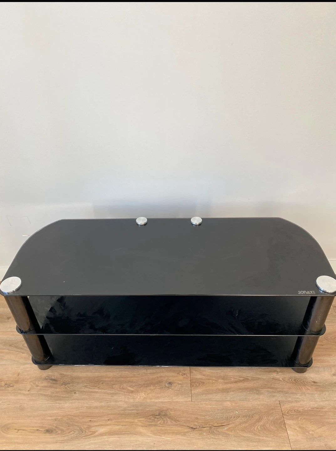 Sonax black glass TV stand