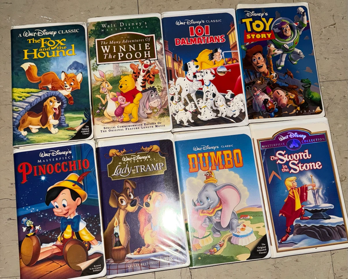 Set of 8 Classic Walt Disney VHS Tapes