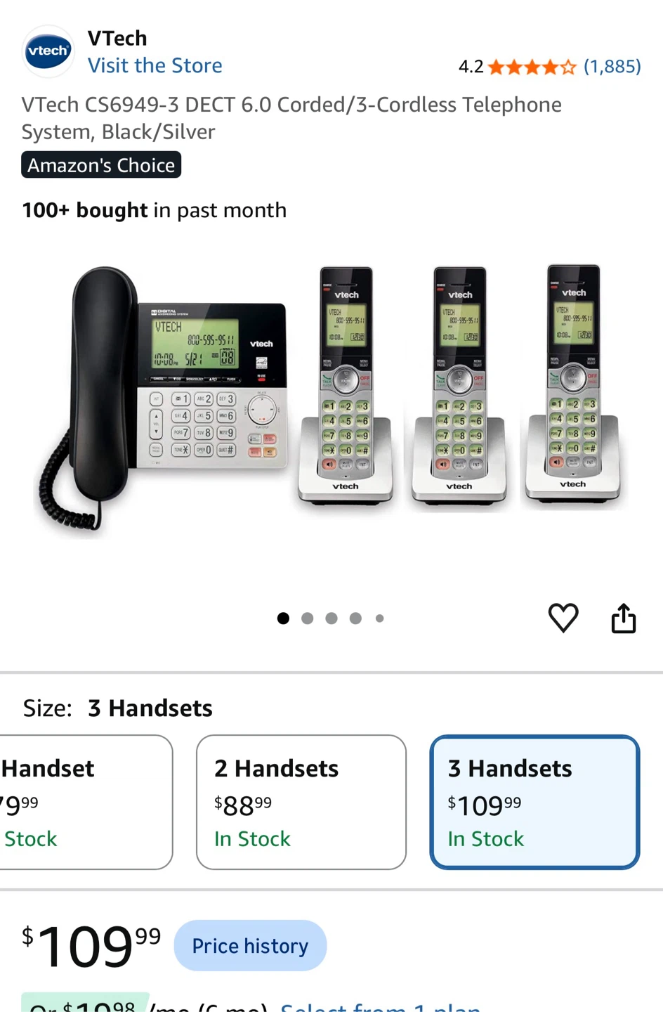 VTech CS6949-3 DECT 6.0 Corded/3-Cordless Telephone System