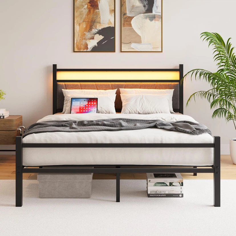 Bed Frame Full Size with Headboard and USB Charging - photo 3