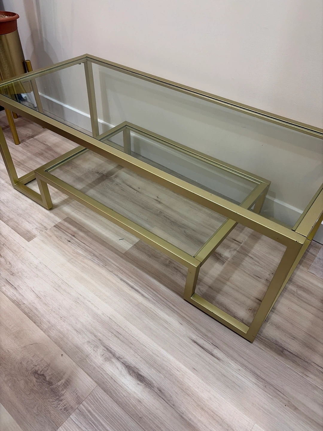 Gold Metal and Glass Nesting Coffee Table - photo 2
