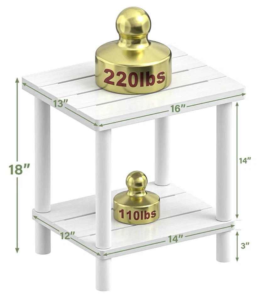 2 Tier Bamboo Adirondack Table White - photo 2