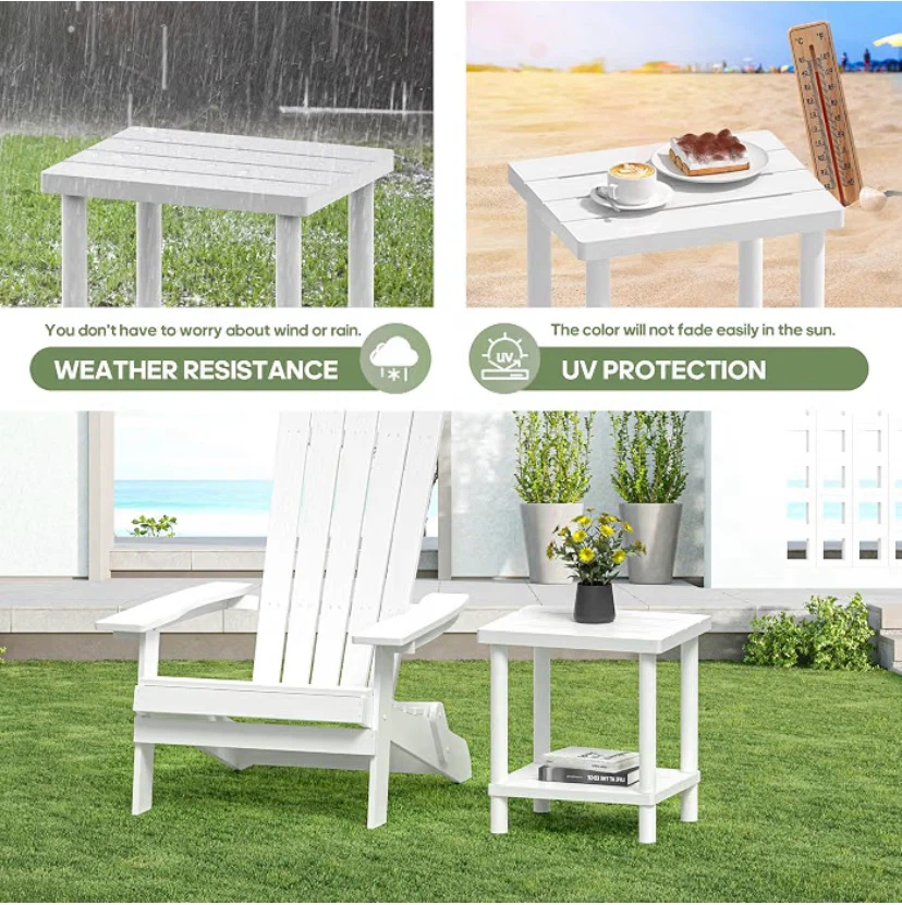 2 Tier Bamboo Adirondack Table White - photo 3