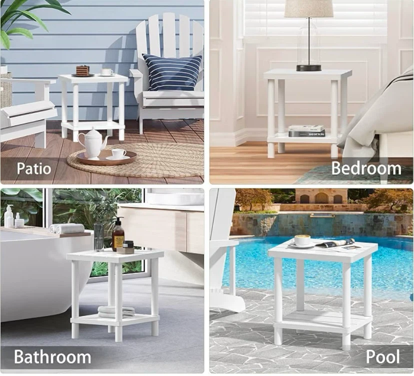 2 Tier Bamboo Adirondack Table White - photo 4