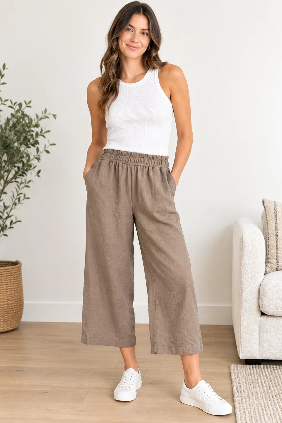 Women’s H&M Wide-Leg, High Waist Cropped Dress Pants - Small