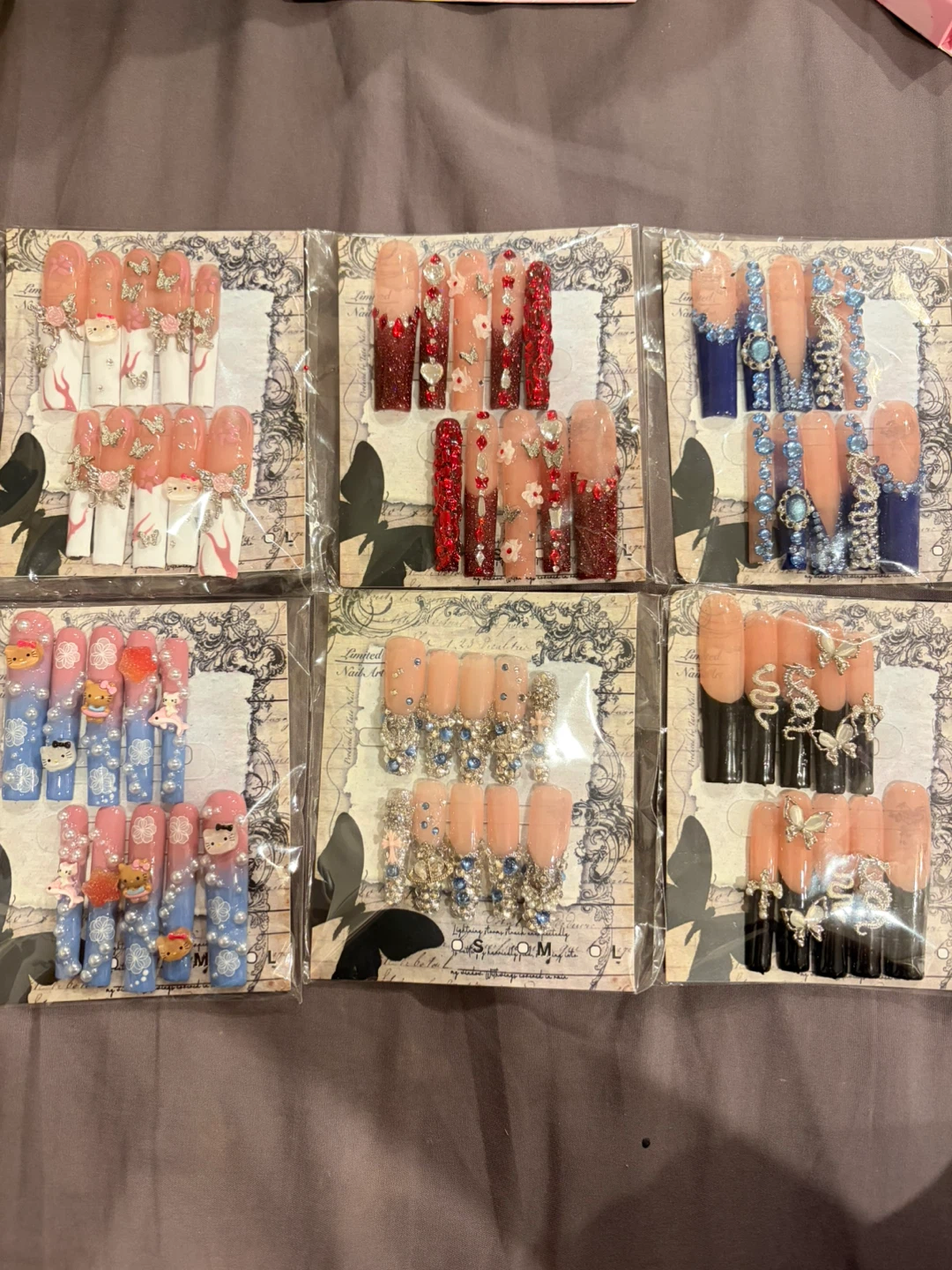 y2k handmade long press on nails