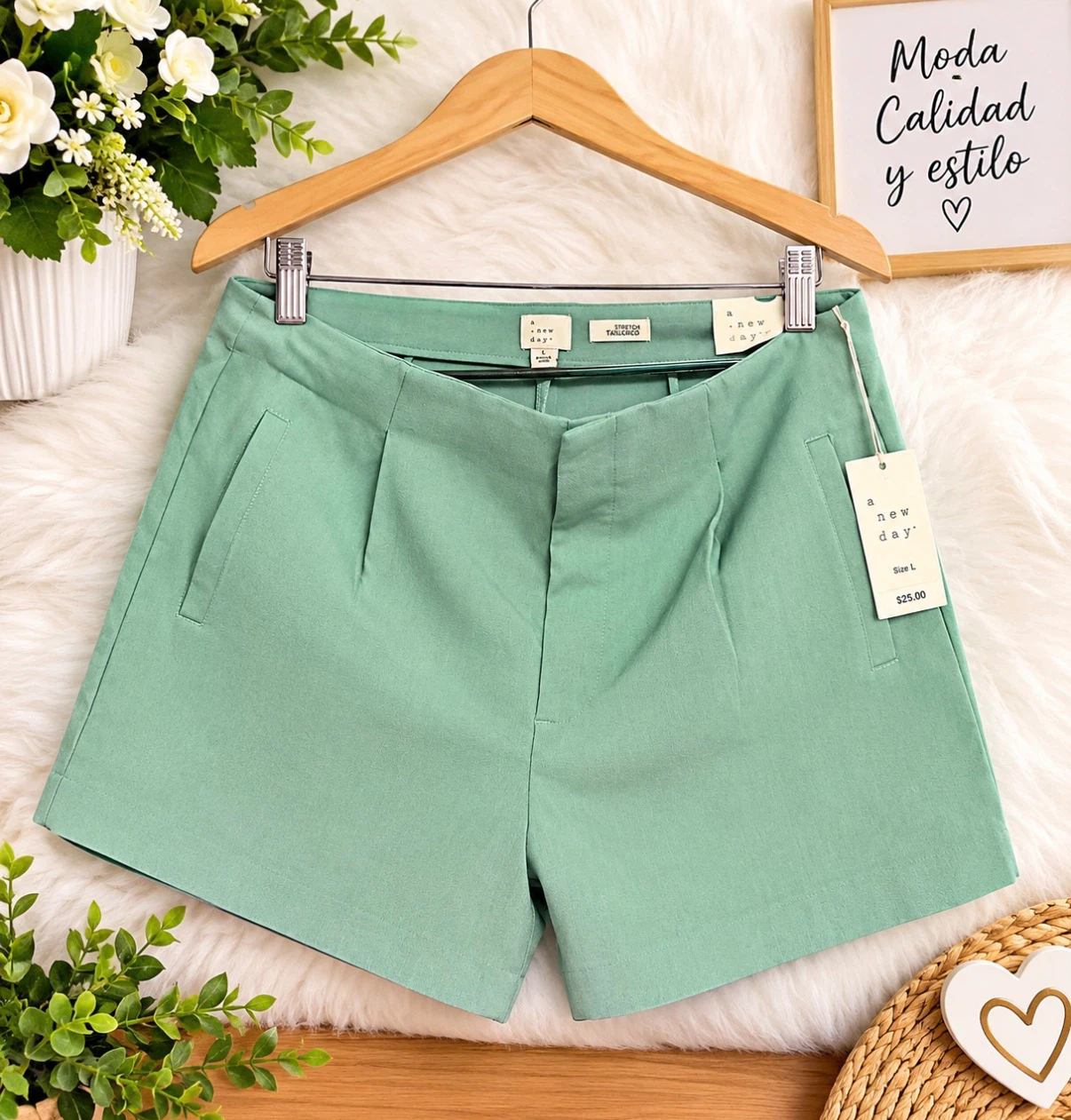 A New Day Mint Green Tailored Shorts