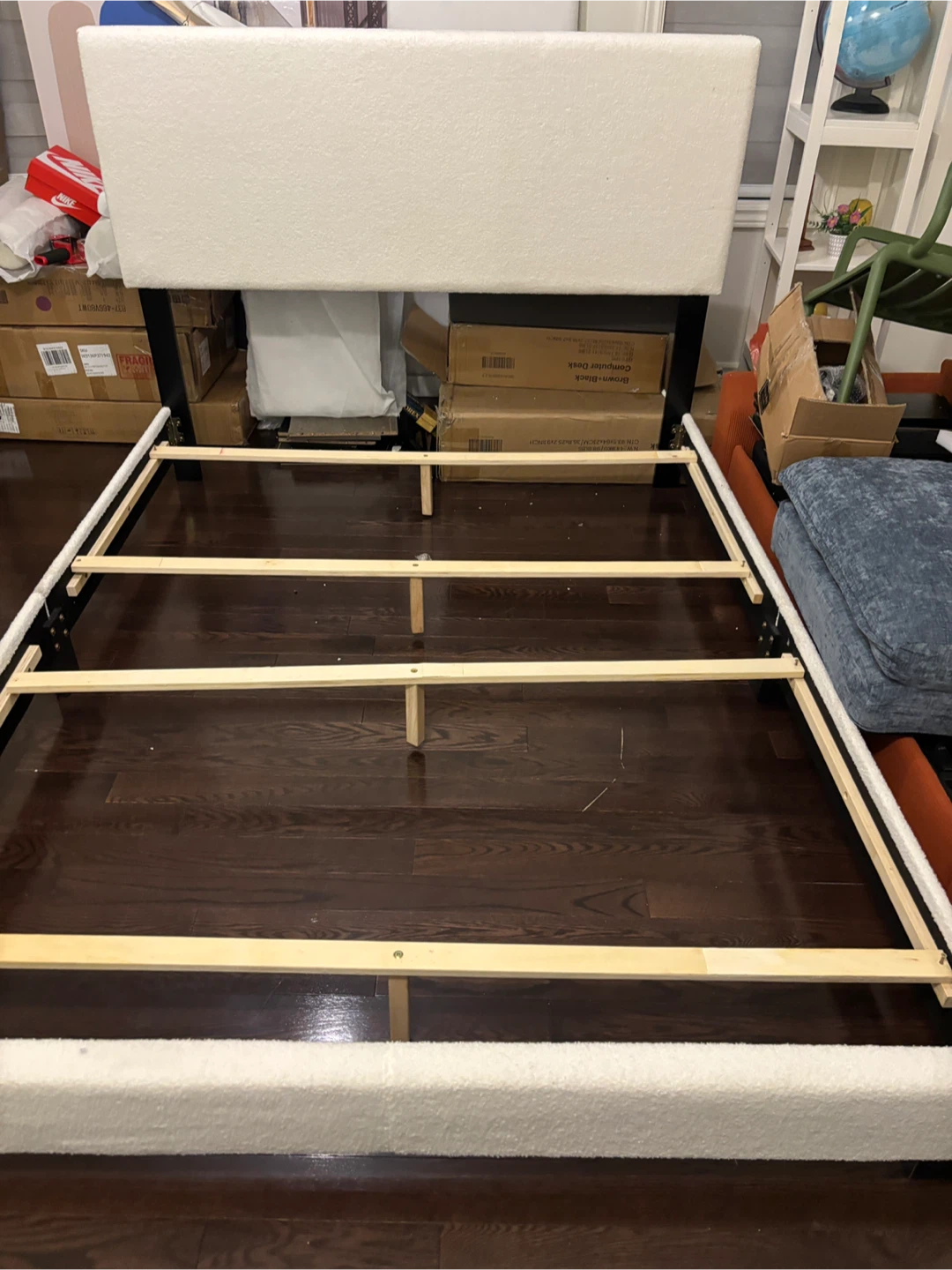 White Upholstered Queen Bed Frame