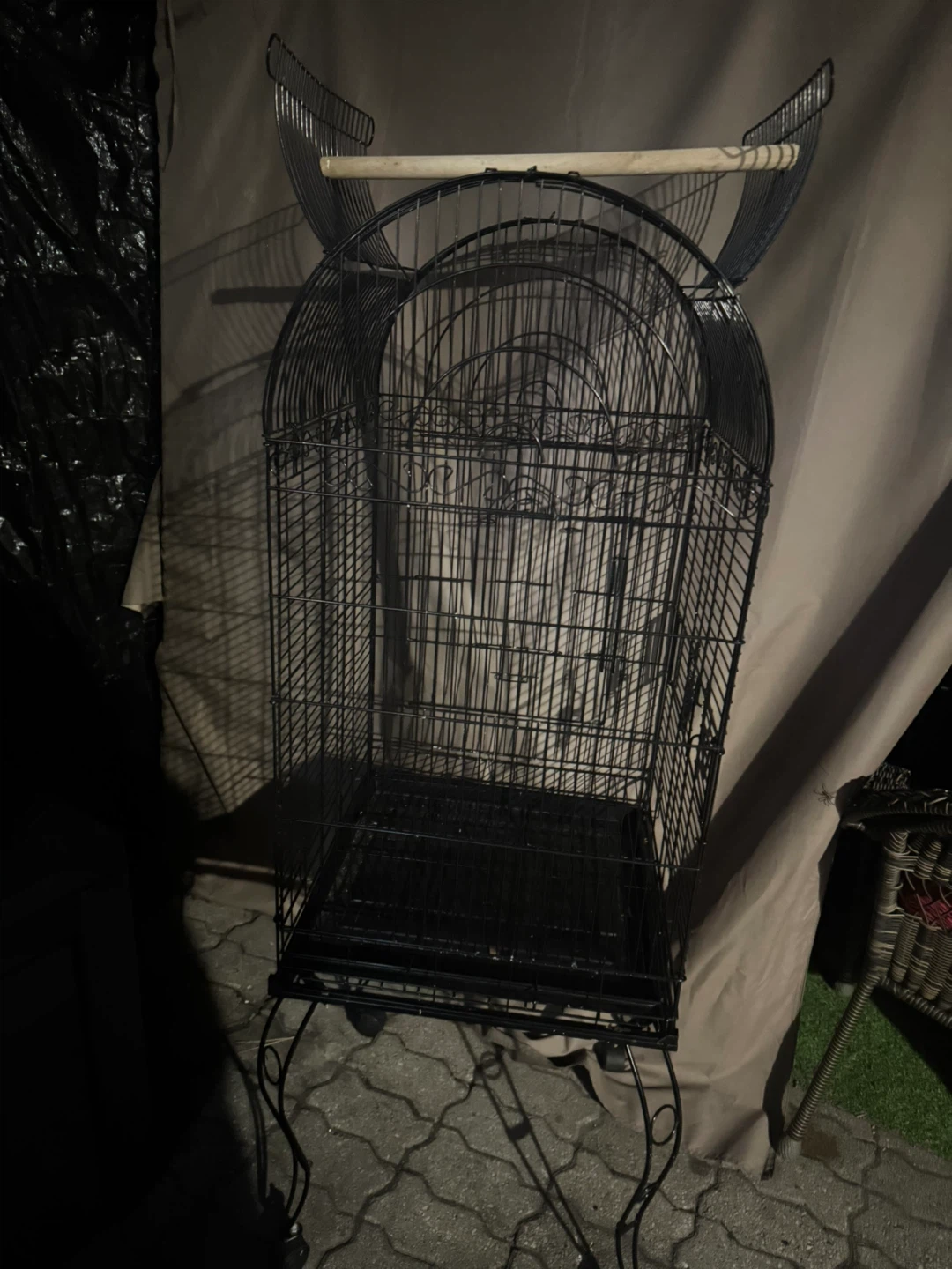 Large Black Metal Bird Cage with Play Top - photo 2