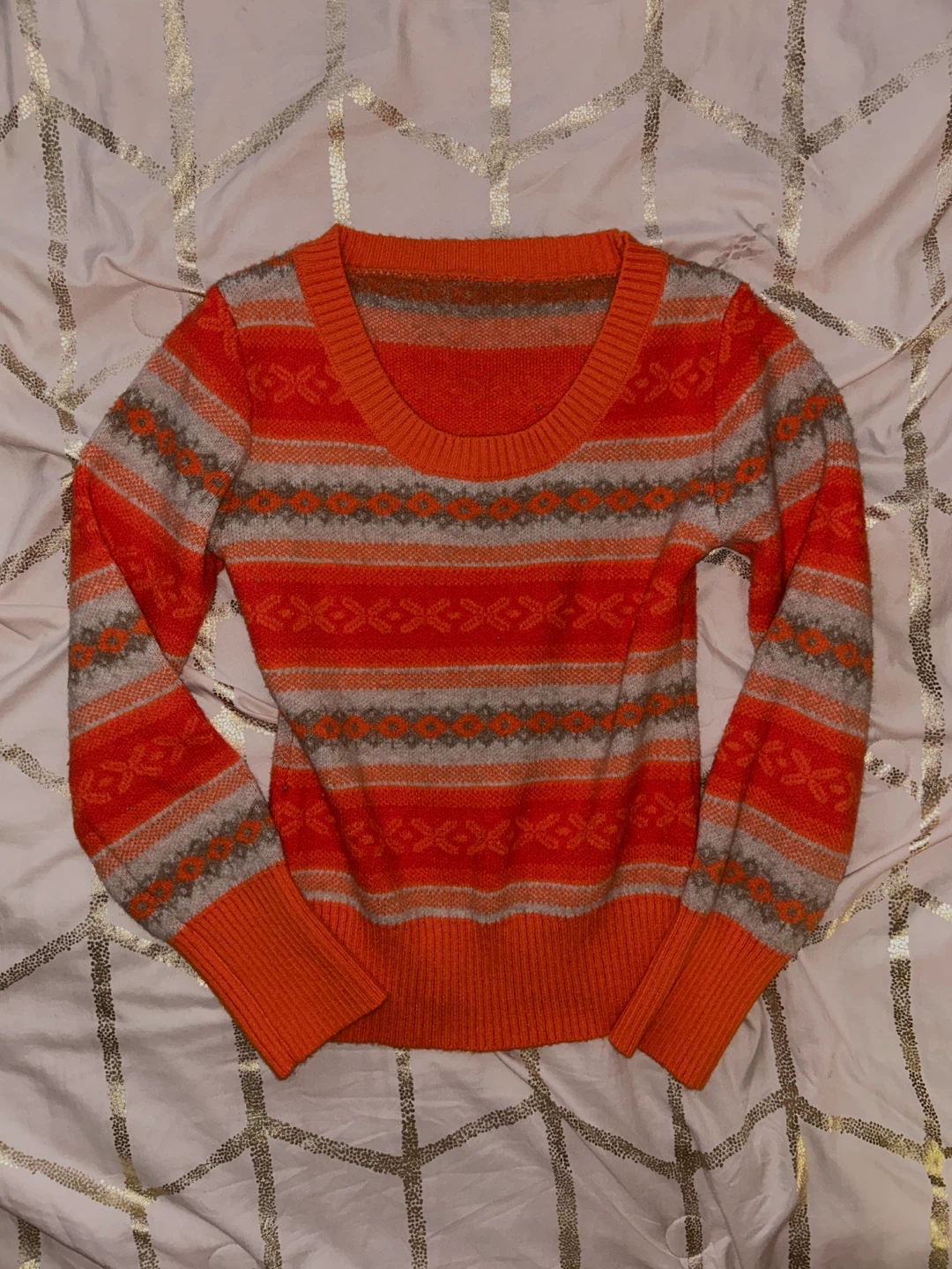 orange patterned sweater - photo 2