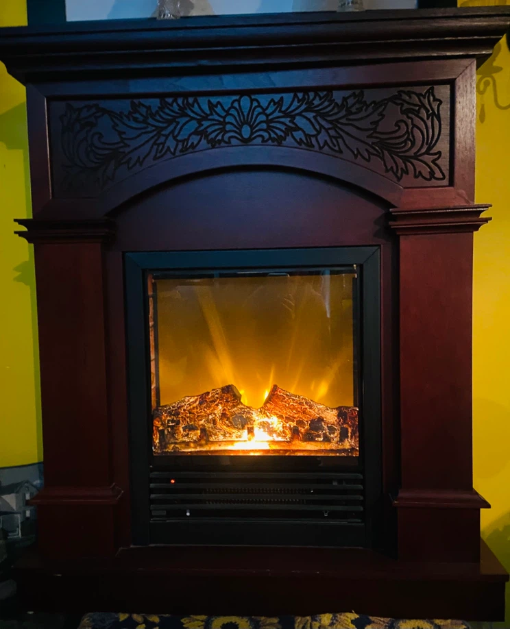 Electric Fireplace with Wooden Mantel - photo 2
