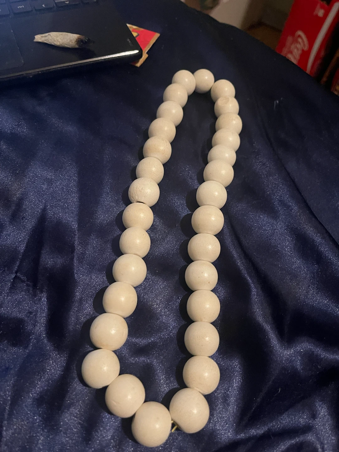 White Wooden Bead Garland