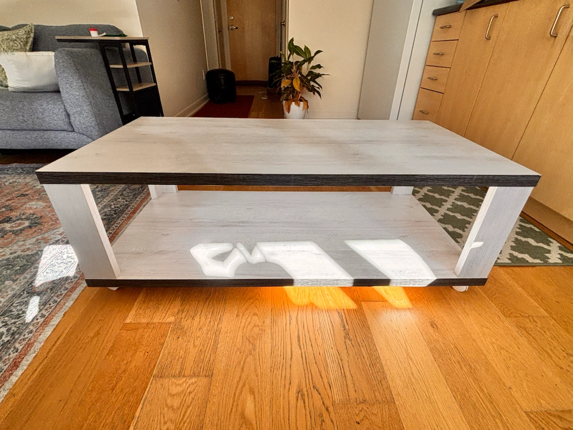 Modern Light Wood Coffee Table with Shelf - photo 2