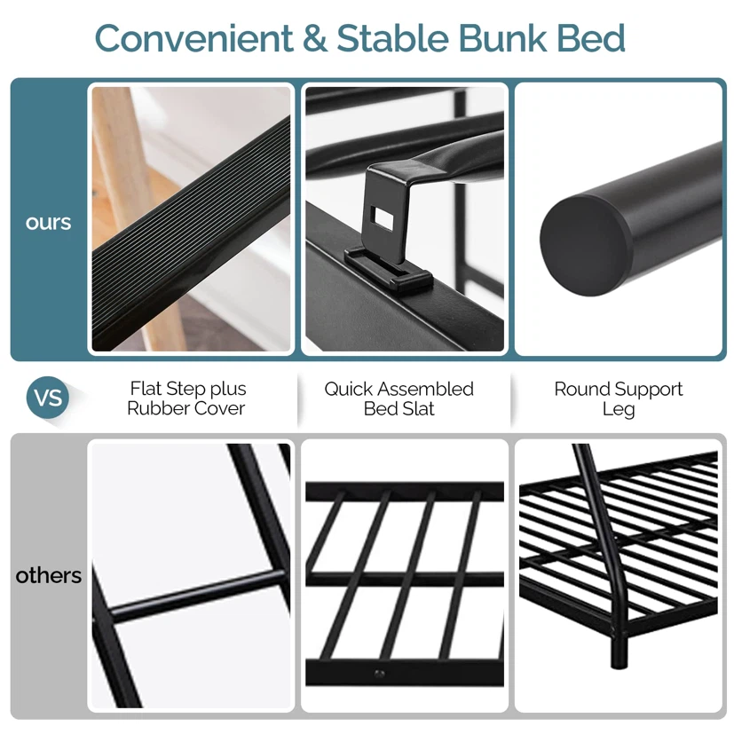 VINGLI Loft Bed Twin Size with Flat Ladder Rung - photo 3