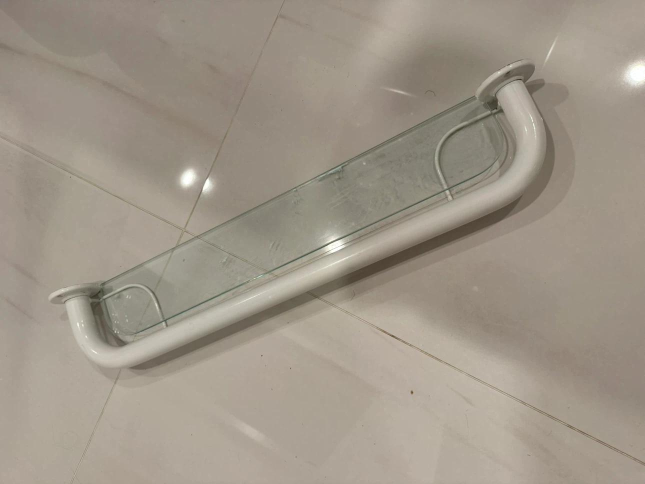 Vintage Glass Bathroom Shelf and Triple Robe Hook Set - photo 3