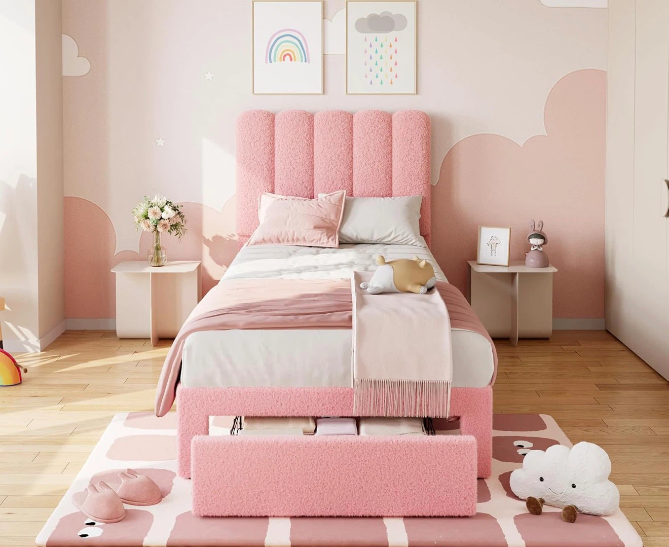 Pink Twin Size Bed Frame with Storage - photo 3
