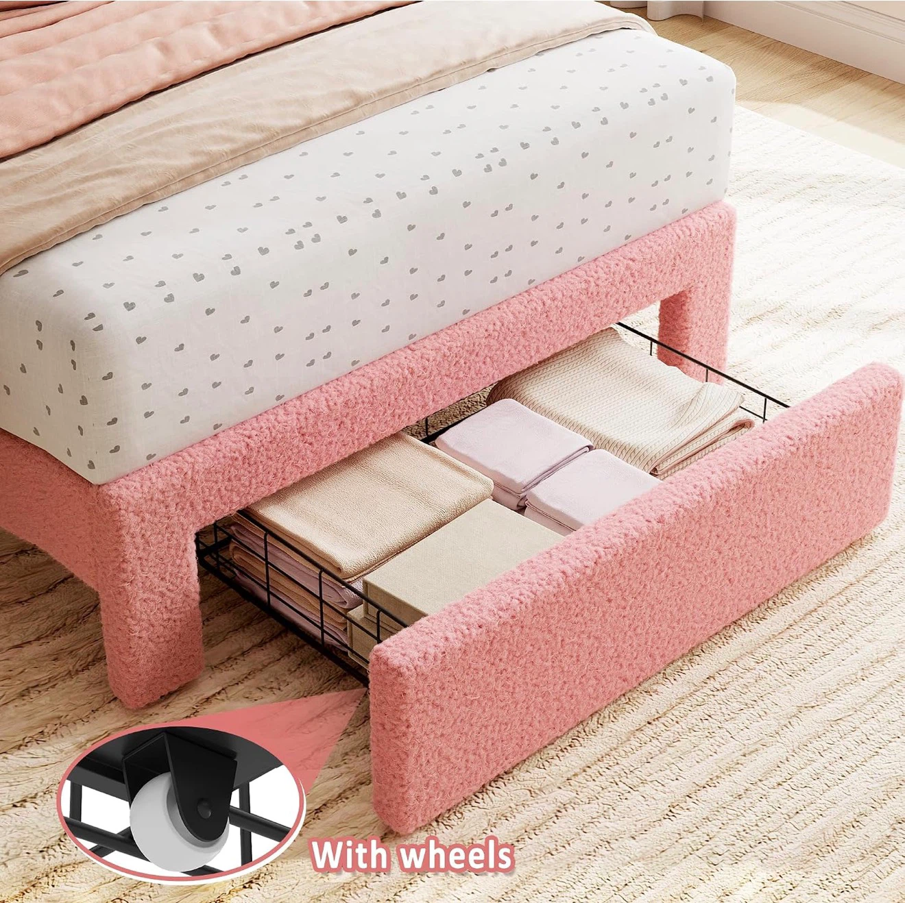 Pink Twin Size Bed Frame with Storage - photo 5