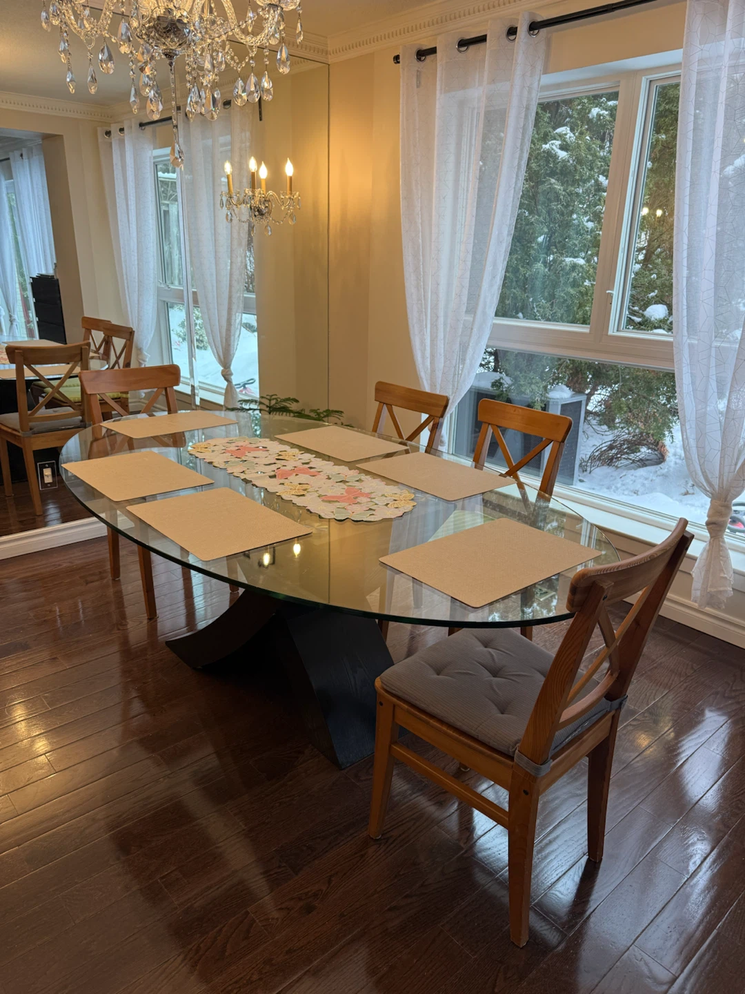 Modern Oval Glass Dining Table