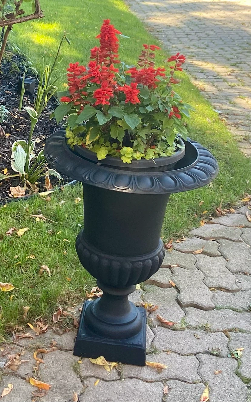 Black Pedestal Urn Garden Planter