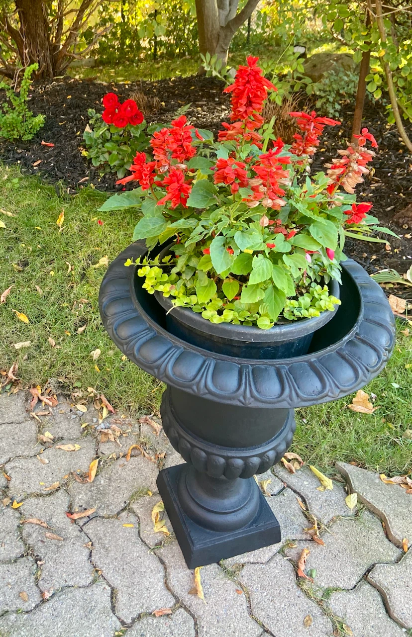 Black Pedestal Urn Garden Planter - photo 3