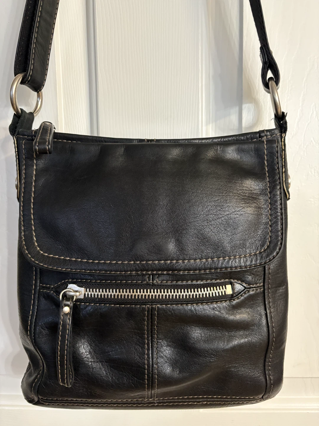 Fossil “Hanover” Black Leather Crossbody Bag - photo 2
