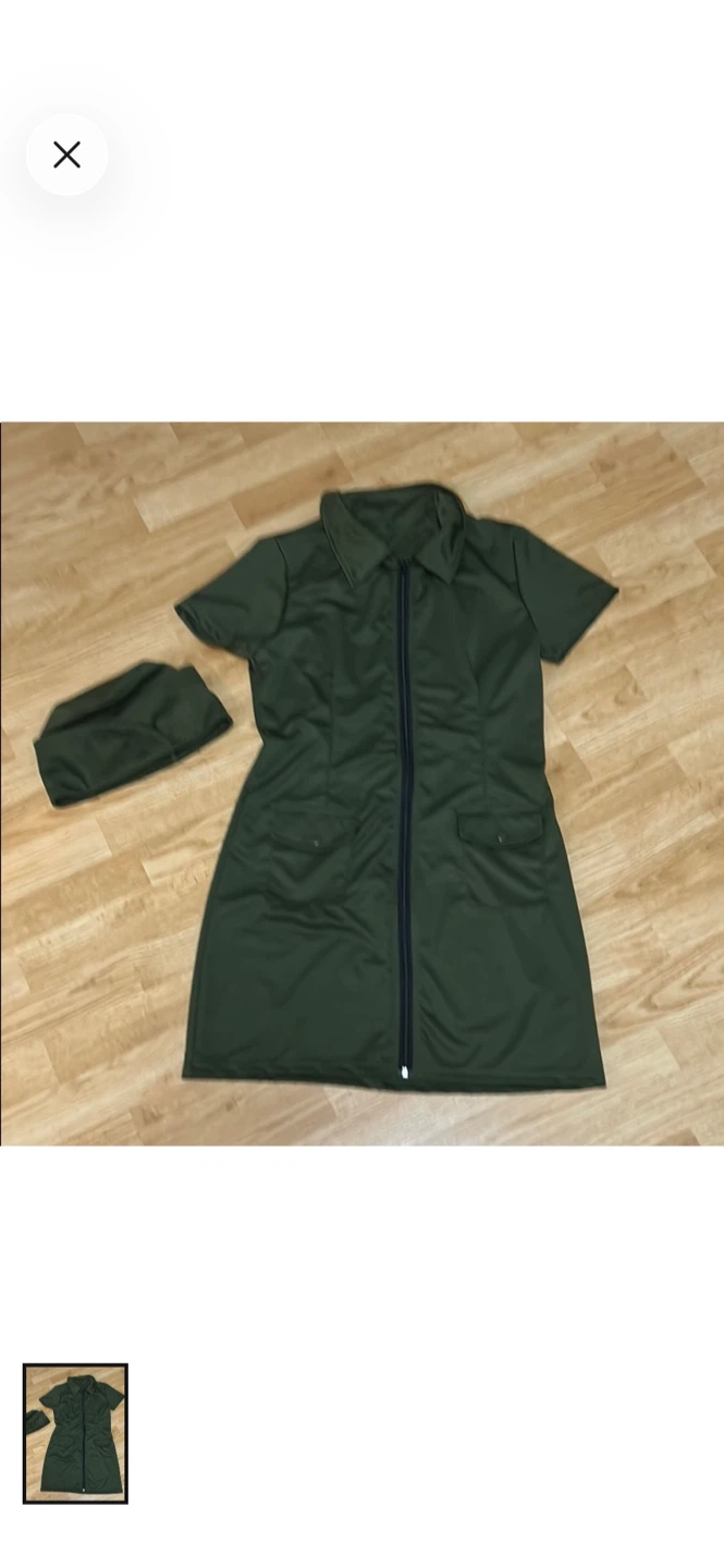 Olive Green Military Style Dress and Hat