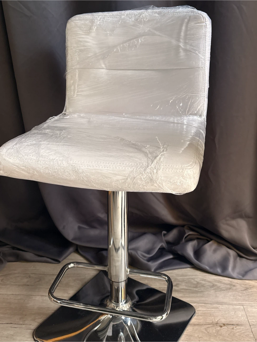 White Adjustable Bar Stool - photo 2