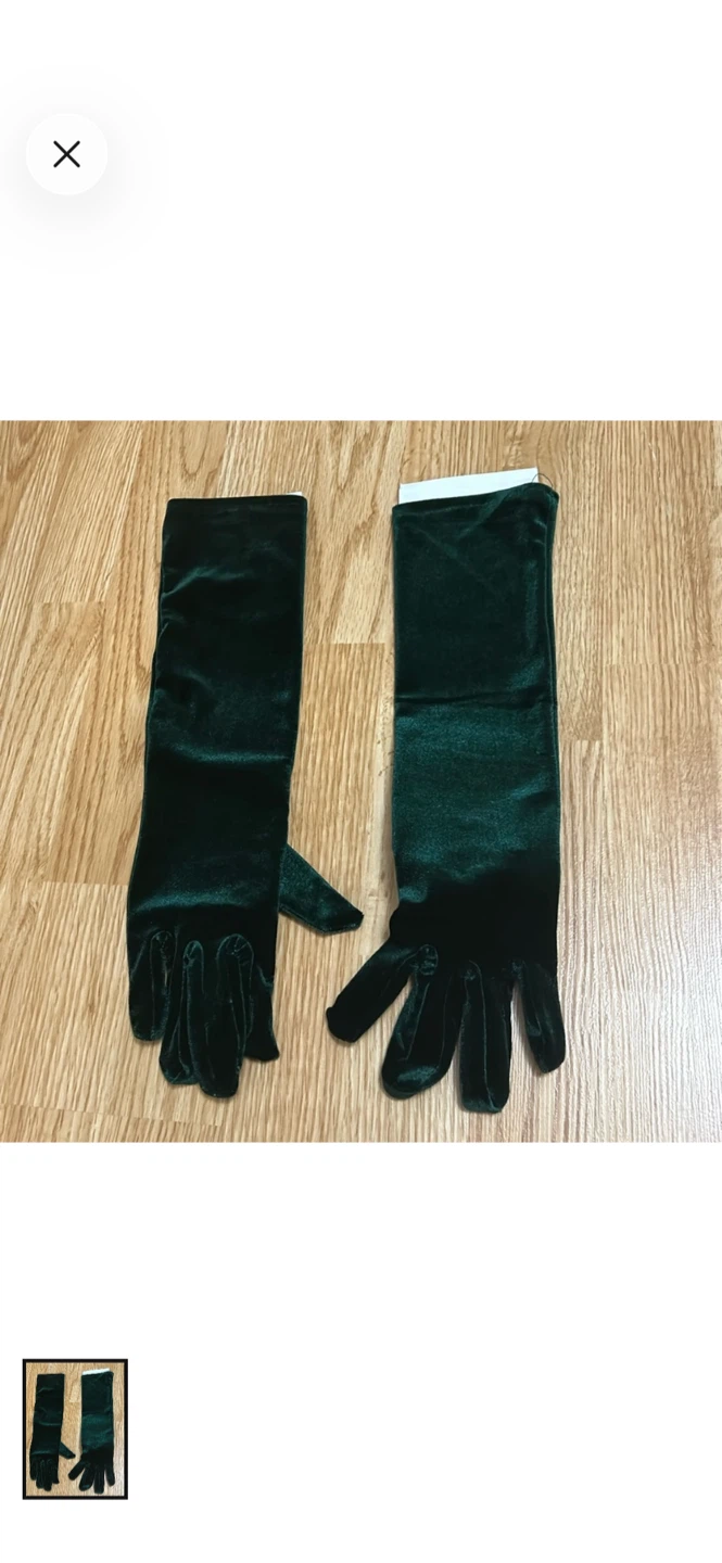 Dark Green Velvet Elbow Length Gloves
