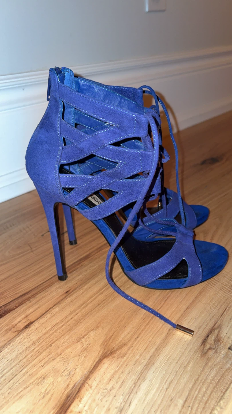 Steve Madden Blue Suede Lace-Up Heels - Size 37.5