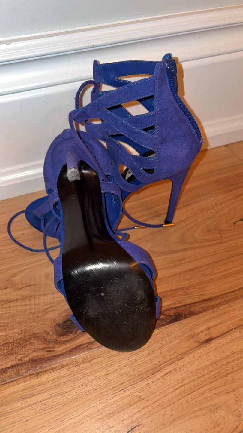 Steve Madden Blue Suede Lace-Up Heels - Size 37.5 - photo 2