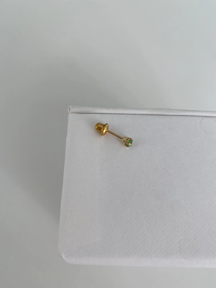Single Solid 14K Gold 3mm Peridot Stud Earring