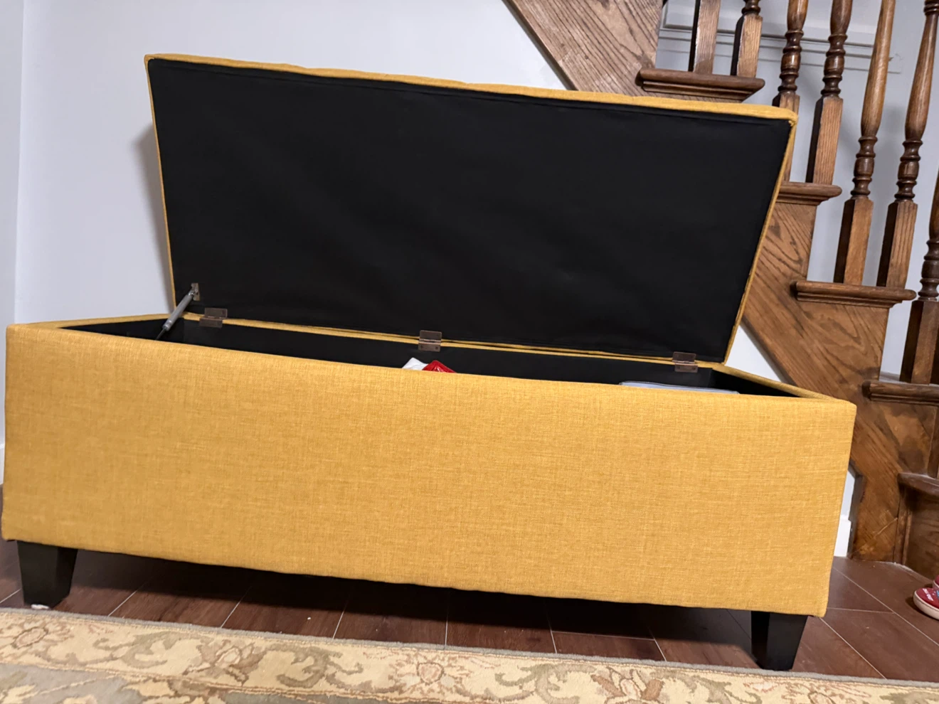 Yellow Tufted Storage Ottoman Bench - photo 2