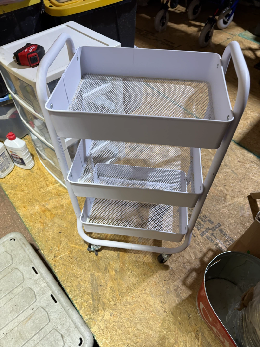 Three-Tier Rolling Utility Cart White