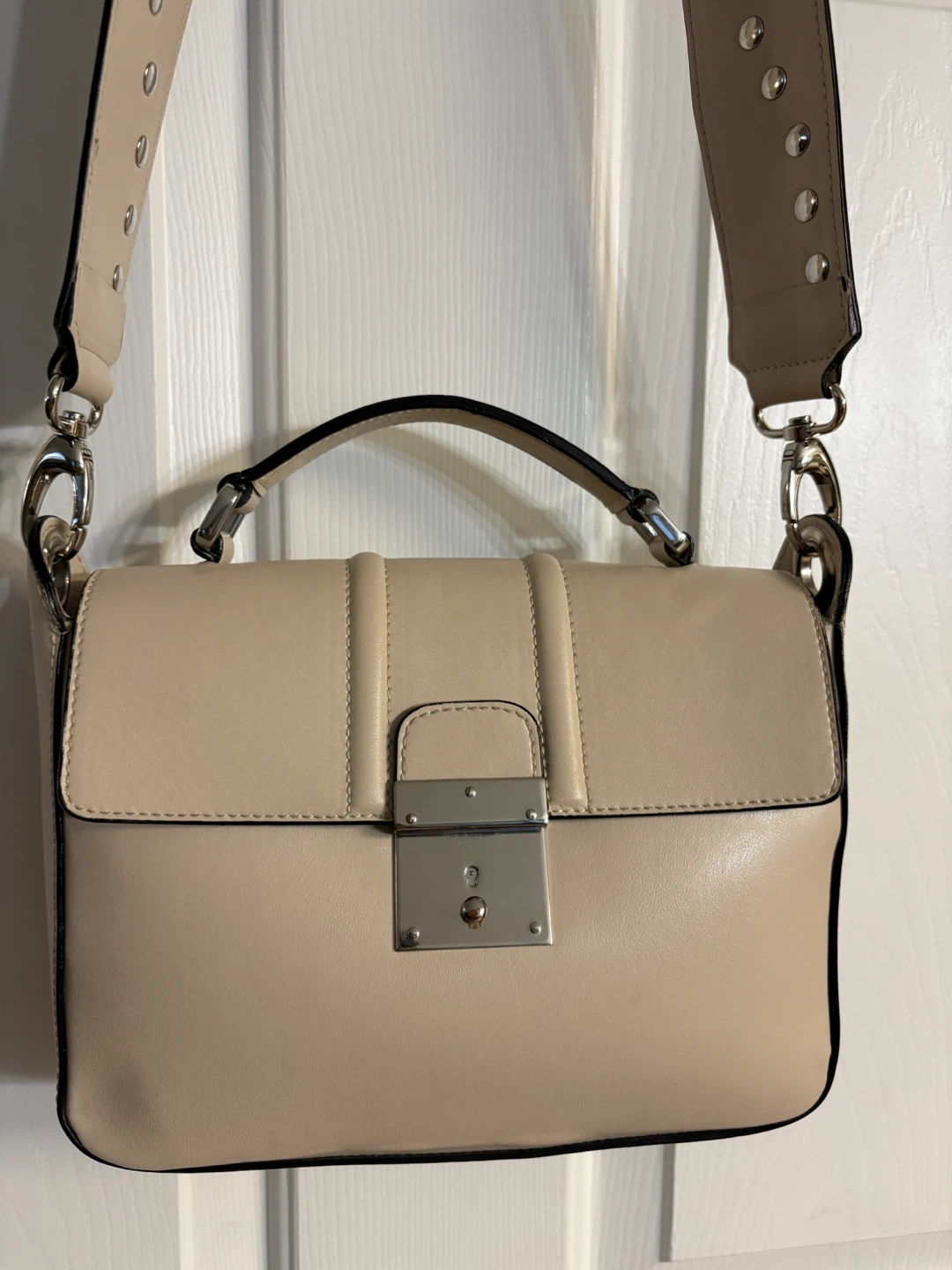 Vittoria Napoli Beige Italian Leather Hand/Crossbody Bag - photo 2