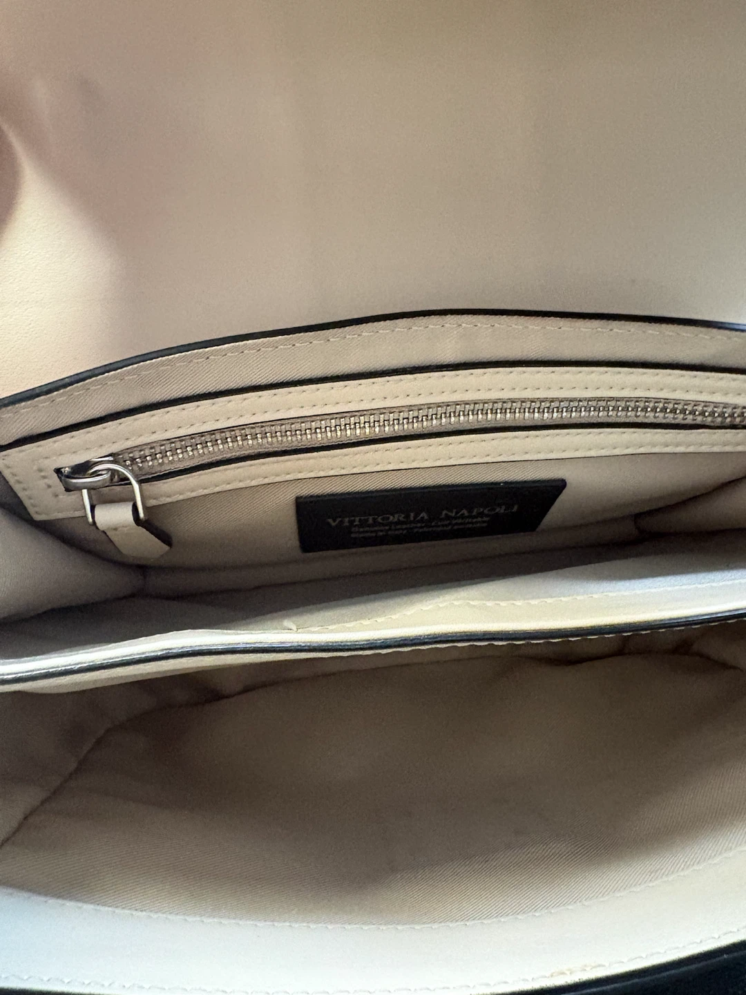 Vittoria Napoli Beige Italian Leather Hand/Crossbody Bag - photo 3